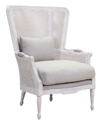 White Caned Wing Back Chair Interior Spaces in Jackson