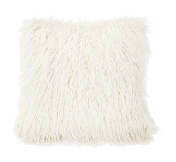 White Mongolian Fur Pillow