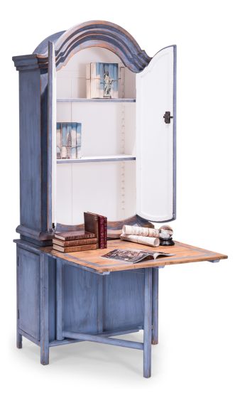 Blue Painted Writing Cabinet