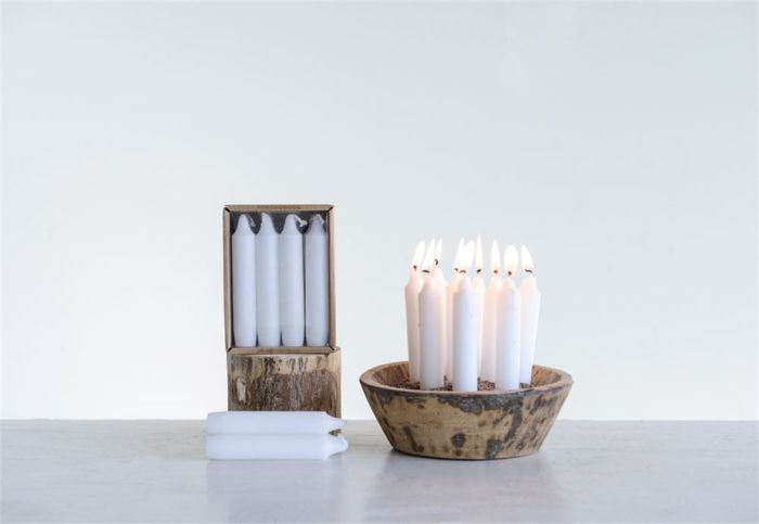 White Short Taper Candles - Set