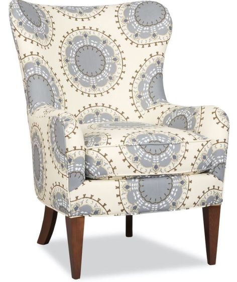 Yellow Green Floral Wing Chair