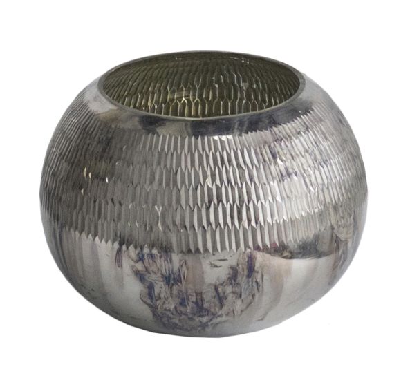 Round Silver Glass Candleholder