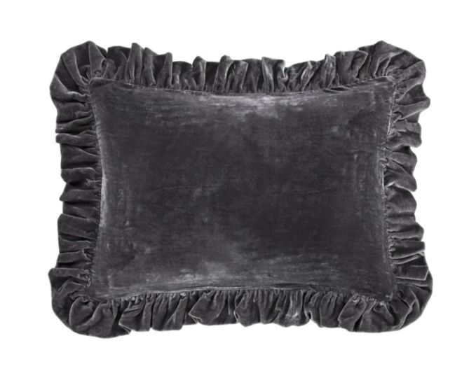 Slate Ruffled Oblong Pillow