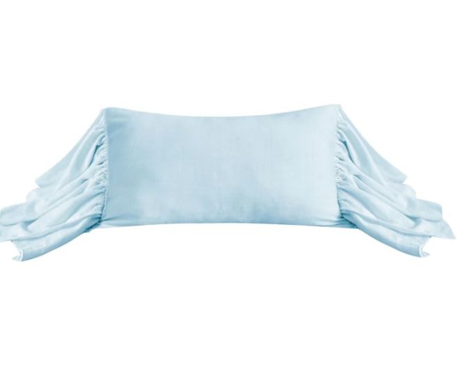 Light Blue Long Ruffled Pillow