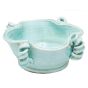 Aqua Curled Handled Bowl
