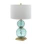 Teal Glass and Brass Lamp
