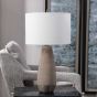 Crackle Taupe Ceramic Lamp