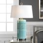 Teal Glaze Oval Column Lamp