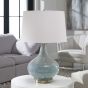Blue Gray Mottled Glass Lamp