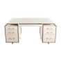 White Shagreen 6 Drawer Desk