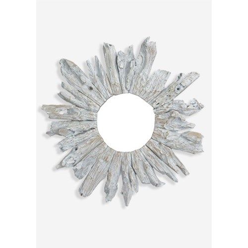 Whitewashed Sunburst Mirror