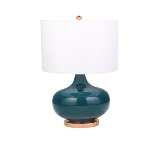 Green Glass Round Table Lamp