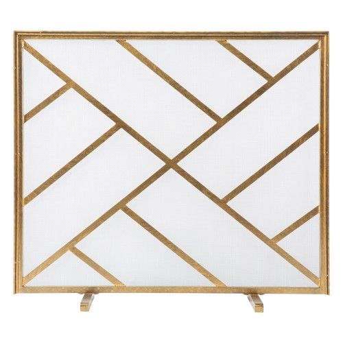 Geometric Gold Fire Screen