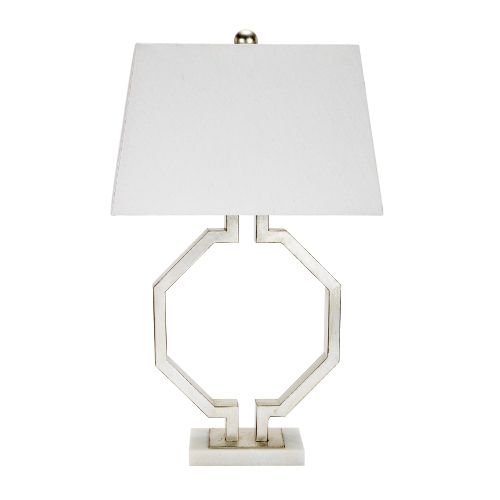 Silver Leaf Open Hexagon Lamp