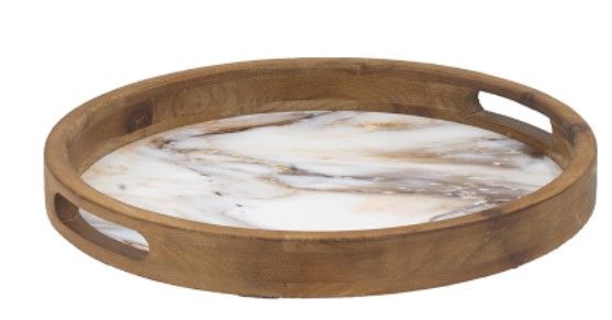 Small Marble & Wood Round Tray