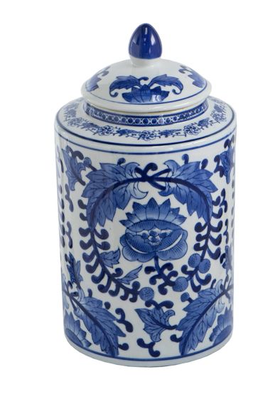 Blue & White Tall Lidded Jar