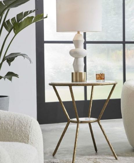 White Marble Accent Table