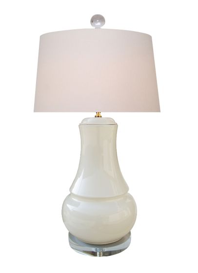 Dove White Oval Gourd Lamp