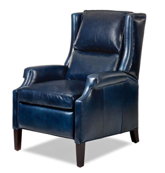 Blue Leather Greyson Recliner
