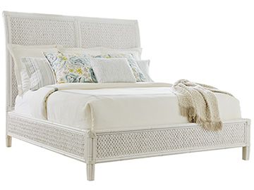 Leather Wrapped Rattan King Bed