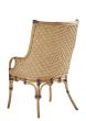 Black Leather & Rattan Chair