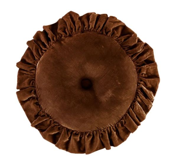 Copper Ruffled Velvet Pillow