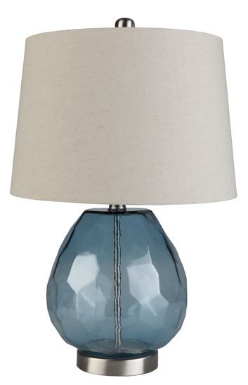 Faceted Sky Blue Glass Lamp