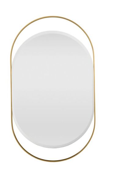 Oval Metal Framed Brass Mirror