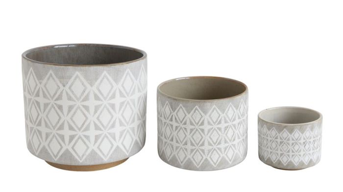 Large Geometric Stoneware Pot