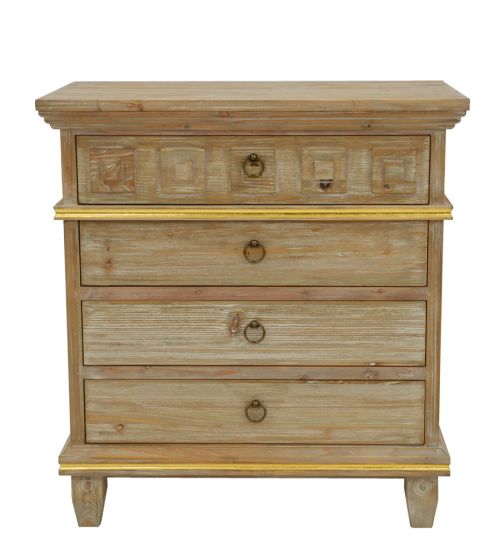 4 Drawer Natural Side Table