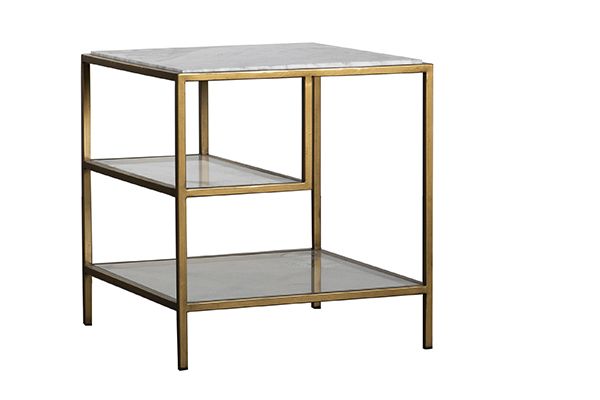 White Marble Top End Table