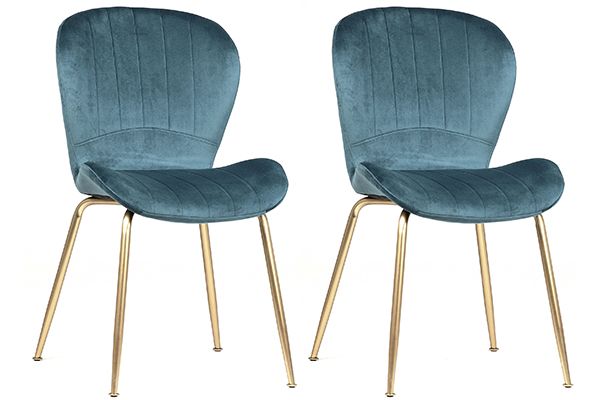 Gold and Blue Velvet Chair