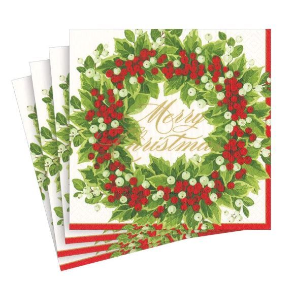 Holly & Berry Wreath Napkins
