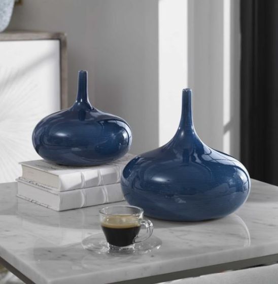 Small Blue Stem Vase