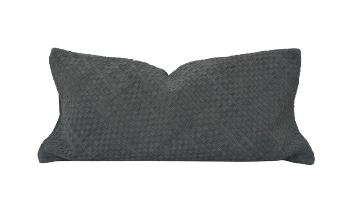 Gray Suede Lumbar Pillow