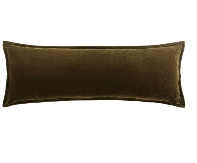 Green Velvet Long Lumbar Pillow