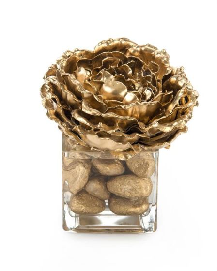 Gold Dipped Peony in Glass Jar