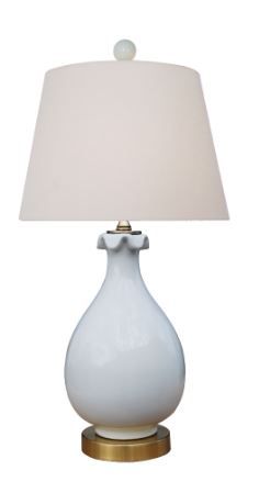 Cream White Lotus Vase Lamp