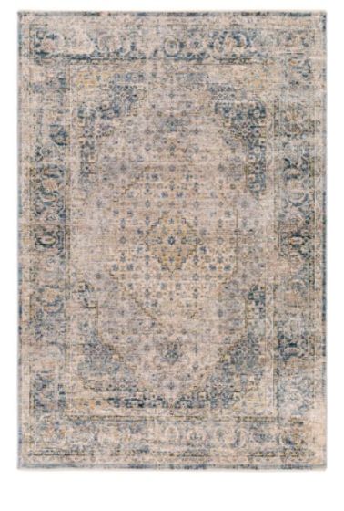 Blue, Taupe & Mustard Rug