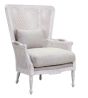 White Caned Wing Back Chair