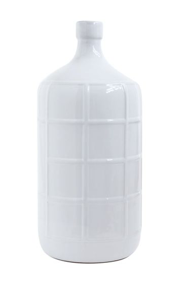 White Textured Demijohn Vase