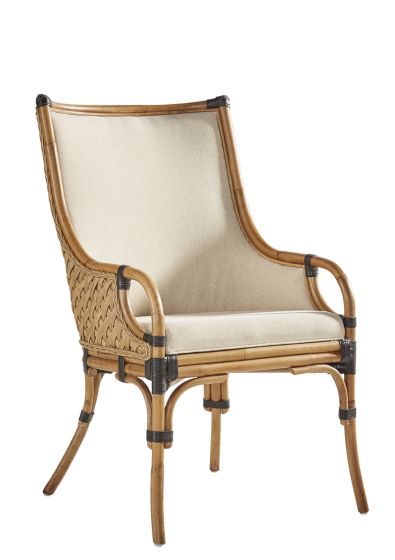 Black Leather & Rattan Chair