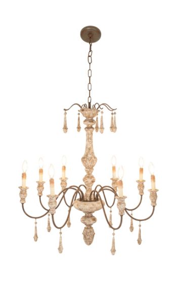 34" Wood 8-Light Chandelier