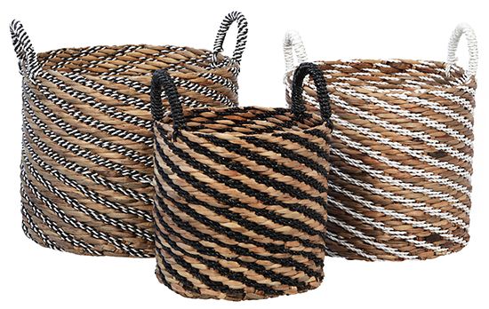 Natural Woven Striped Basket