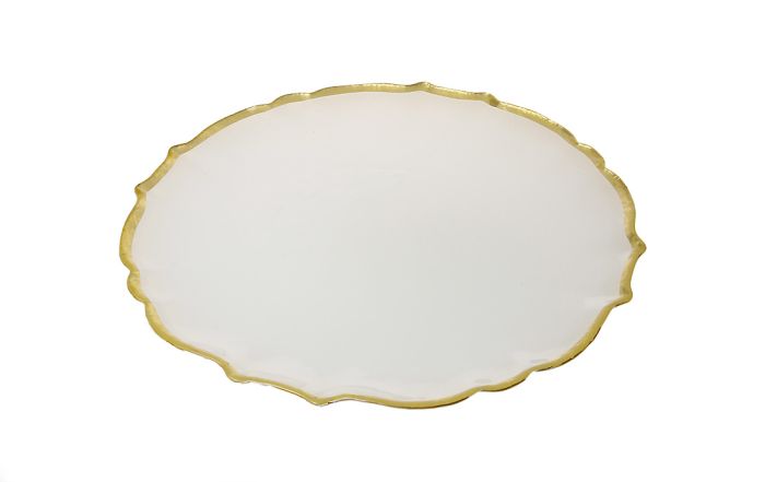 White & Gold Scalloped Charger