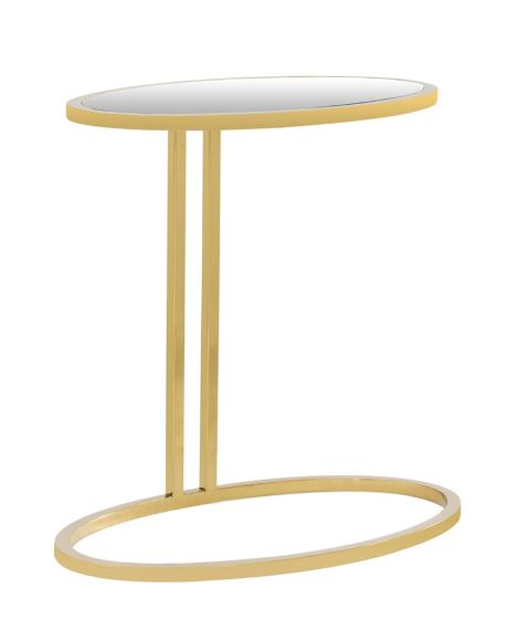 Brass Mirror Top Accent Table