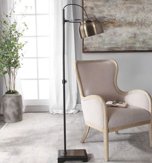 Aged Black Metal Floor Lamp