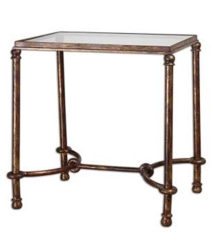 Forged Iron & Glass Side Table