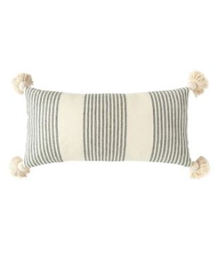 Grey Striped Lumbar Pillow