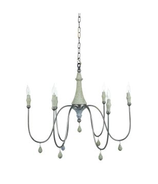 Large Silver Wooden Chandelier